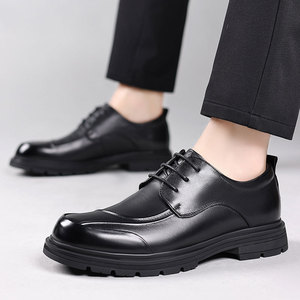 Chaussures d'affaires en cuir pour hommes - Cuir de vachette pleine fleur - Chaussures confortables pour le printemps - Chaussures de mariage haut de gamme en cuir premium - Product Image 4