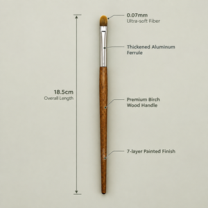 Pinceau de maquillage professionnel à poils plats avec fibres ultra-douces de 0,07 mm, virole en aluminium épaissie et manche en bois de bouleau de qualité supérieure - Product Image 3