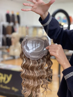 Mini perruque SHY en cheveux humains, couleur brun foncé, cheveux vierges, lace front, raie réaliste, couleur de salon, sur mesure
