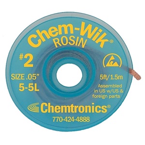 Tresse à dessouder Chemtronics Chem-Wik Rosin 0,05 po x 5 pi 5-5L - Product Image 1