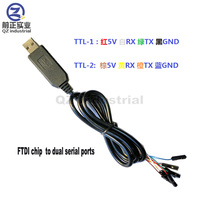 Cable de descarga QZ de alta calidad FT232RL a TTL dual, cable USB a cable serie de alta velocidad de 2 vías, cable de actualización para módulo FT2232D