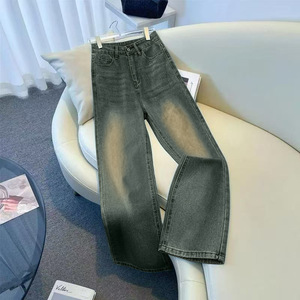Pantalons en <span class=keywords><strong>jean</strong></span> à jambes larges <span class=keywords><strong>taille</strong></span> <span class=keywords><strong>haute</strong></span> pour femmes Automne 2025 Pantalons en denim amples et droits amincissants - Product Image 4