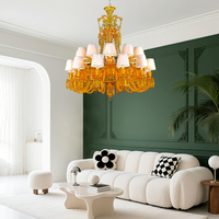 Livraison rapide décoration intérieure de luxe grand lustre en cristal Loft appartement jaune suspension pour Hall hôtel maison