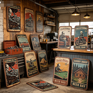 Insegna da Parete in Ferro con Design Retrò di Auto, per Garage, Man Cave, Soggiorno, Stile Contemporaneo - Product Image 3