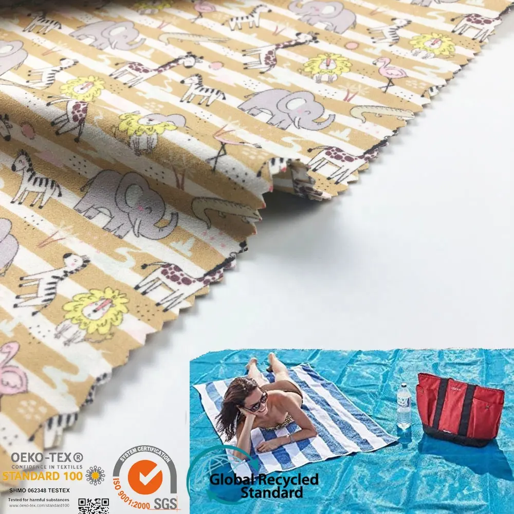 Double-Sided Abrasive Beach Towel Eco-Friendly and Recycled 100% Polyester Organic Printed Fabric for Outdoor Beach Use