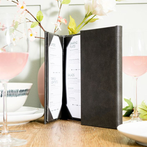 Customized Size <b>Restaurant</b> Leather Menu Card Holder Gatefold Personalized Menu Covers with Fixed Interiors - Product Image 2