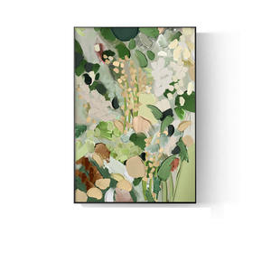 Peinture murale abstraite en acrylique faite à la main, fleurs colorées minimalistes texturées en 3D pour la chambre à coucher - Product Image 4