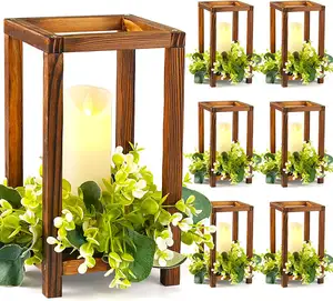 Centre de table de lanterne de mariage en bois, bougeoir lanterne pour décoration de table de mariage rustique, lanterne à bougie en bois pour Noël