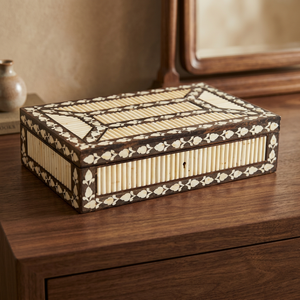 BS INTERNATIONAL Luxury Indian Handmade Engraved Black Antique Bone Inlay Christmas Bracelets Packaging Gift <b>Box</b> Square Pattern - Product Image 1