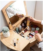 Coiffeuse Ensemble de coiffeuse moderne Bureau de toilette compact avec miroir rabattable et tabouret Design peu encombrant