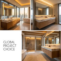 Meuble-lavabo mural moderne de 60 pouces avec double vasque, miroir LED, résistant à l'eau, pour hôtel et villa