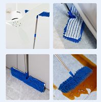 Balai à poussière en microfibre pour le nettoyage des sols, tampons lavables double face, long manche en acier inoxydable, utilisation humide/sèche pour bois dur, carrelage