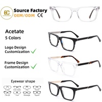 Personnalisation de lunettes optiques en acétate haut de gamme, fabriquées à la main, monture rectangulaire durable, confortables pour un usage quotidien, OEM/ODM