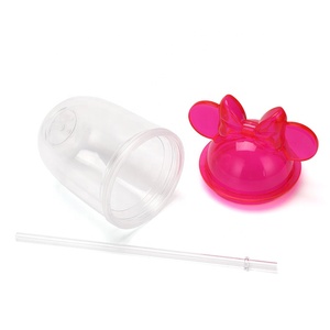 Vaso de Plástico de Doble Pared con Tapa de Dibujos Animados, Vaso de <span class=keywords><strong>Mickey</strong></span> <span class=keywords><strong>Mouse</strong></span> de 650 ml con Tapa con Orejas y Pajita - Product Image 2