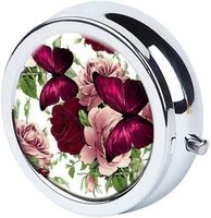 Boîte à pilules ronde argentée, petite, décorative, en métal, pour poche, organiseur de médicaments et de vitamines, portable, cadeau unique