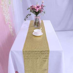 Fancy gia đình tiệc đám cưới Party phục sinh bảng vải trang trí nội thất long lanh màu xanh hải quân sequin bảng Runner - Product Image 3