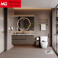 Meuble de salle de bain moderne avec miroir double et lampe LED, design moderne résistant à l'humidité pour le rangement de la salle de bain
