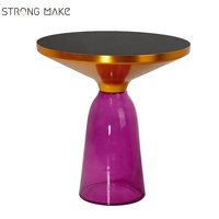 Meubles design haut de gamme Table basse cloche en laiton à base de verre transparent