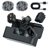 Microphone Lavalier Sans Fil SX36 2-en-1 avec Connecteur Type C et Lightning, Affichage LED, Réduction du Bruit, Mini Micro Clip SX36