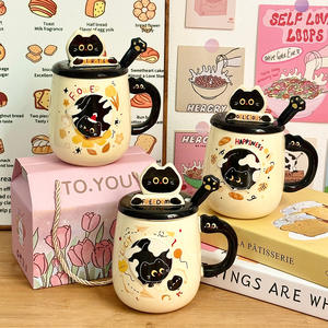 Taza de cerámica Dragon Nest Cat de 301-400ml con tapa y cuchara, resistente al calor, regalo para el hogar, cumpleaños de parejas - Product Image 5