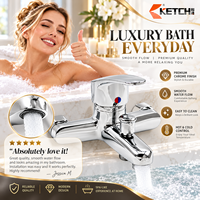 Robinet de baignoire en alliage de zinc chromé, mitigeur à levier unique avec indicateur chaud/froid et bec déviateur