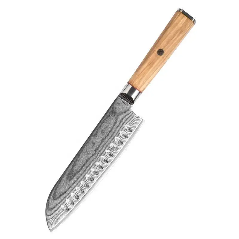 Özelleştirilebilir mutfak 73 katmanlar japon malı paslanmaz çelik şam bıçak bıçakları 7 inç santoku bıçak