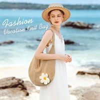 Sac fourre-tout d'été pour femme Premillow, en polyester, crochet, maille tricotée, sac à main esthétique mignon, sac à bandoulière