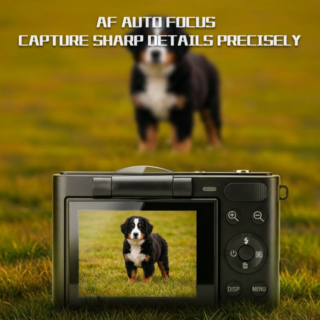 64MP 4K Digital Camera for Kids Beginners Vlogging Camera With 16X Zoom Auto Focus 2.4 Inch Flip Screen Portable Point and Shoot