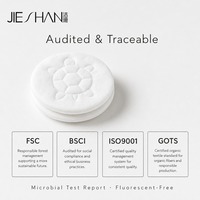 Disques de coton matelassés ronds en pur coton 6 cm, imprimé tortue, sans fluorescent, taille personnalisée, OEM, pour le démaquillage