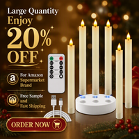 Bougie LED conique à flamme vacillante 3D en cire véritable, rechargeable, avec télécommande et minuterie, certifiée CE ROHS FCC, idéale pour la décoration de mariage et de la maison