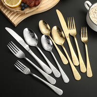 Ensemble de couverts de luxe de haute qualité en acier inoxydable poli miroir, style nordique vintage, durable, réutilisable, cuillère et fourchette de table, cadeaux promotionnels