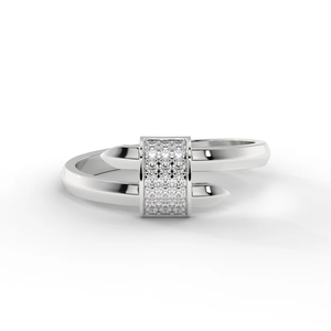 Bague Danta Gems Pivot Band contemporaine à double structure en argent sterling plaqué or blanc 18 carats avec accent de diamant de laboratoire créé - Product Image 4