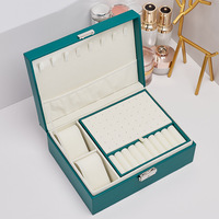 Neue beliebte 2-Schichten-Schmucktaschen-Schachtel aus PU-Leder für Ring Halskette Uhr Schmuckverpackung Aufbewahrungsbox Organisator
