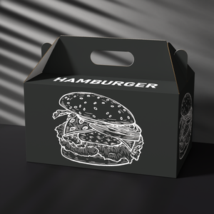 Boîte à nuggets de poulet personnalisée noire, boîte à ailes de buffle, boîte à tendres de poulet, emballage alimentaire en carton avec poignée. - Product Image 2