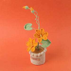 Tricoté à la main Crochet Tung huile fleur clématite plante <span class=keywords><strong>chiffonnier</strong></span> fleur maison accessoires décorations pour la maison fête des mères remise des diplômes cadeau - Product Image 5