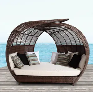 天井沙发床天篷户外休闲椅沙发天井花园沙滩藤家具铝柚木鸟巢床
