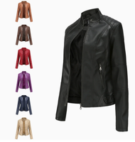 Nouvelle Veste Bomber Moto en Cuir PU pour Femme, Coupe Ample, Col Mandarin, Fermeture Éclair, Collection Printemps-Automne 2026