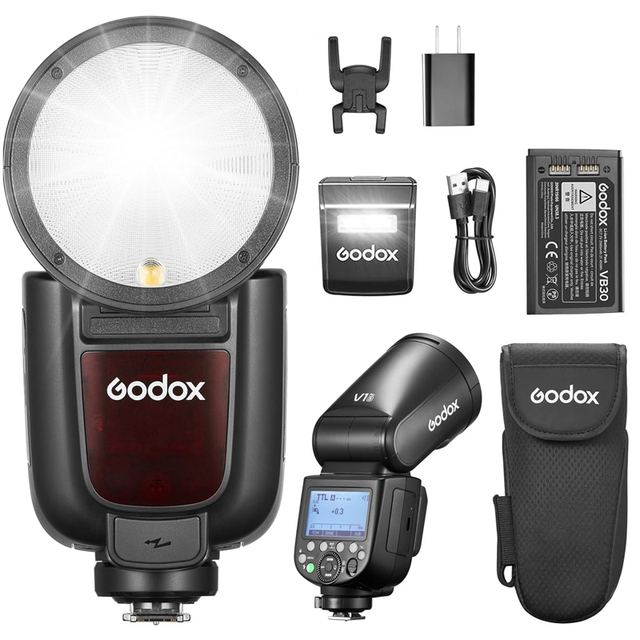 Godox V1 Pro Round Head Camera Flash TTL HSS 1/8000s 1.3s Recycle Detachable Fill Light SU-1 for Sony Canon Nikon Fuji