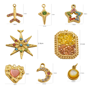 Acero inoxidable goteo aceite helado cereza ojo cangrejo colgante circón estrella encantos Concha flor hoja colgantes - Product Image 2