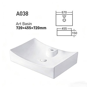 Lavabo en céramique intégré pour <span class=keywords><strong>salle</strong></span> <span class=keywords><strong>de</strong></span> <span class=keywords><strong>bain</strong></span> et balcon, à poser sur comptoir, vente en gros d'usine - Product Image 3