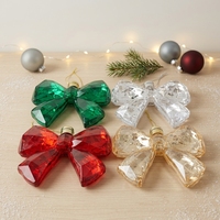 Ornement de Noël suspendu en forme d'arc avec miroir et lumière LED blanc chaud, 17,5 cm, en plastique brillant, décoration de sapin de Noël, Guangdong