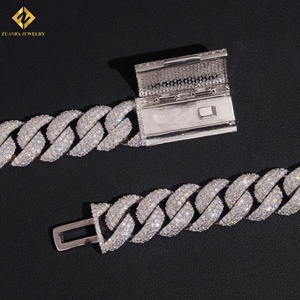 16MM VVS Moissanite Cuban Link <b>Chain</b> Necklace 925 Silver Rhodium Plated Men's Hiphop Style <b>Iced</b> <b>Out</b> <b>Chain</b> Custom Party Necklace - Product Image 2