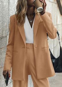 Costumes pour femmes, ensemble 2 pièces, veste de blazer décontractée et élégante, <span class=keywords><strong>pantalon</strong></span> large, tenues formelles - Product Image 4