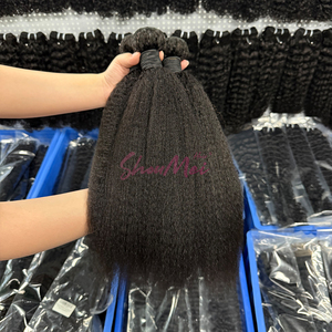 Capelli umani vergini non trasformati intrecciano fasci di capelli brasiliani lisci e crespi crudi di Yaki con doppie estremità disegnate - Product Image 1