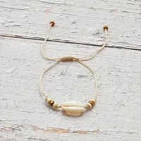 Bracelet artisanal réglable en perles de bois et coquillages pour bijoux de style bohème