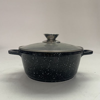 Ensemble de casseroles en céramique et aluminium au design moderne 20-22-24 cm, casseroles à soupe écologiques avec couvercle en verre