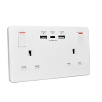 Prise murale double britannique standard BS 13A avec double prise USB et chargeur USB de type C haute vitesse 3,6A 18W