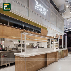 Café minimaliste personnalisé Design d'intérieur Mobilier de café moderne Comptoir de présentation de la zone des sièges Aménagement de magasin de café en bois - Product Image 5