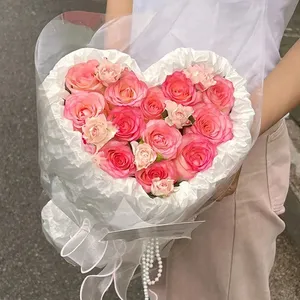 10 pz carta da imballaggio per Bouquet a forma di cuore carta da imballaggio per compleanno festa della mamma matrimonio negozio di fiori fai da te