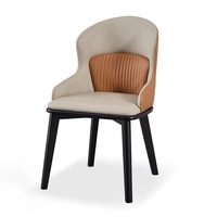 Chaises de salle à manger en cuir style nordique, chaises de restaurant modernes de luxe en bois noir pour salle à manger